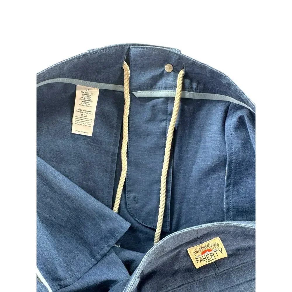 Faherty All Day Shorts Mens 31 Blue Hybrid Quick Dry Stretch Drawstring 9